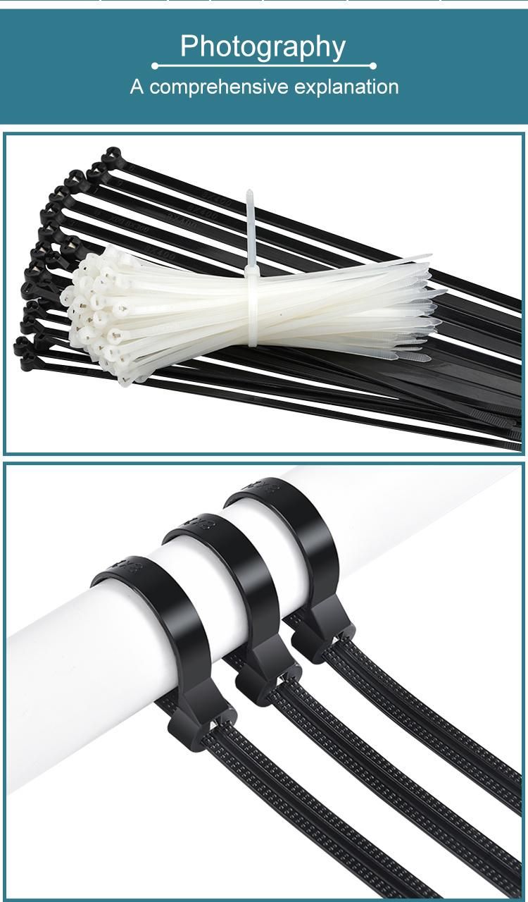 Wholesale 8*400 Plastic Nylon UV Resistent Metal Inlay Zip Tie