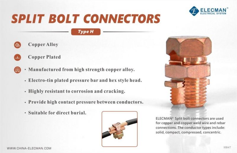 Split Bolt Connector Brass Copper Cable Connector Earthing Clamp