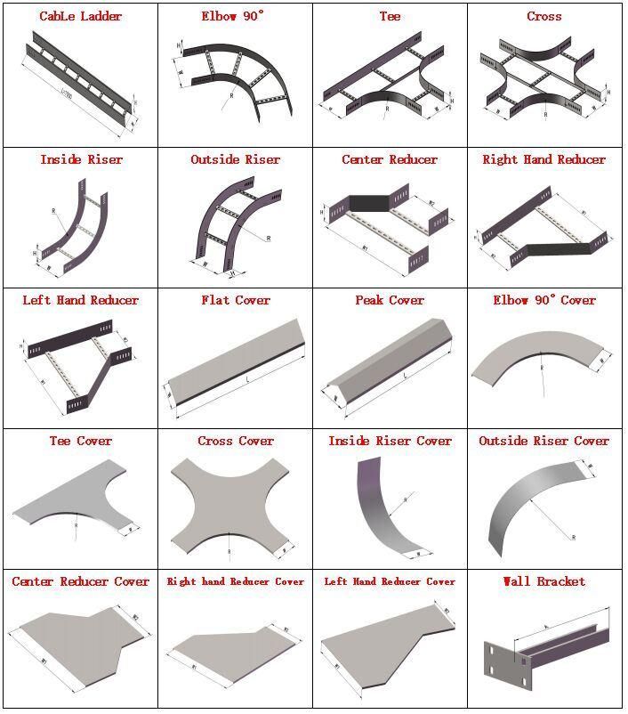 Metal Ladder Type Cable Tray with Accessories Factory Manufacturer