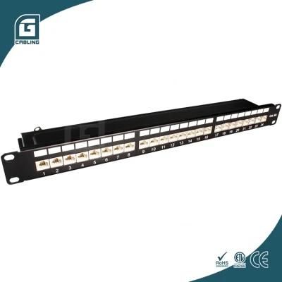 Gcabling FTP CAT6 Patch Panel 24 Port Outlet 180&deg; Server Rack Ethernet Network Patch Panel