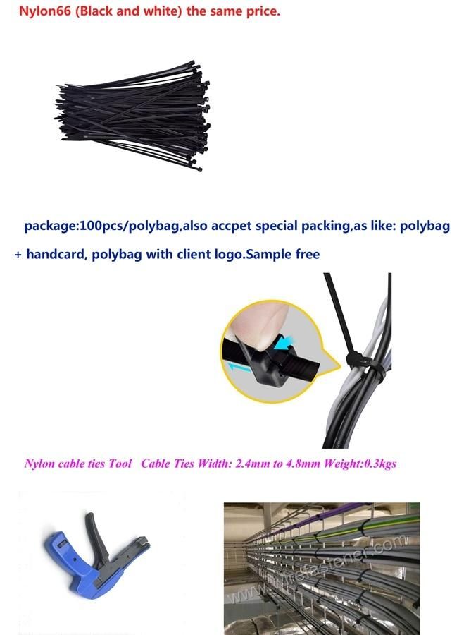 Plastic Intermediary Cable Tie Made of PA66 Nylon UL and SGS