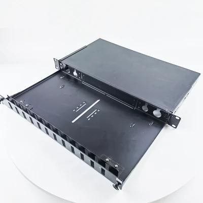 Abalone Good Quality Black Pull-Pull Type 12 LC Duplex Fiber Splicing Patch Panel Kit Sliding Socket Panel