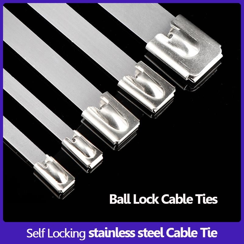 Factory Direct 4.6*300mm SS304 SS316 Stainless Steel Metal Ball Lock Wire Belt Buckle Cable Ties