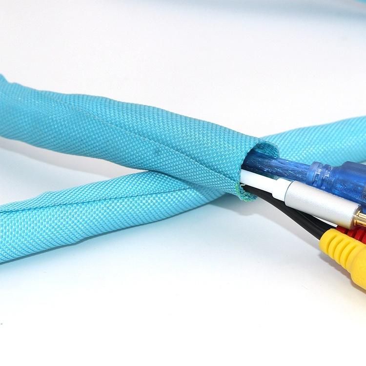 5mm Blue Woven Fabric Self Wrapping Split Cable Wire Sleeving