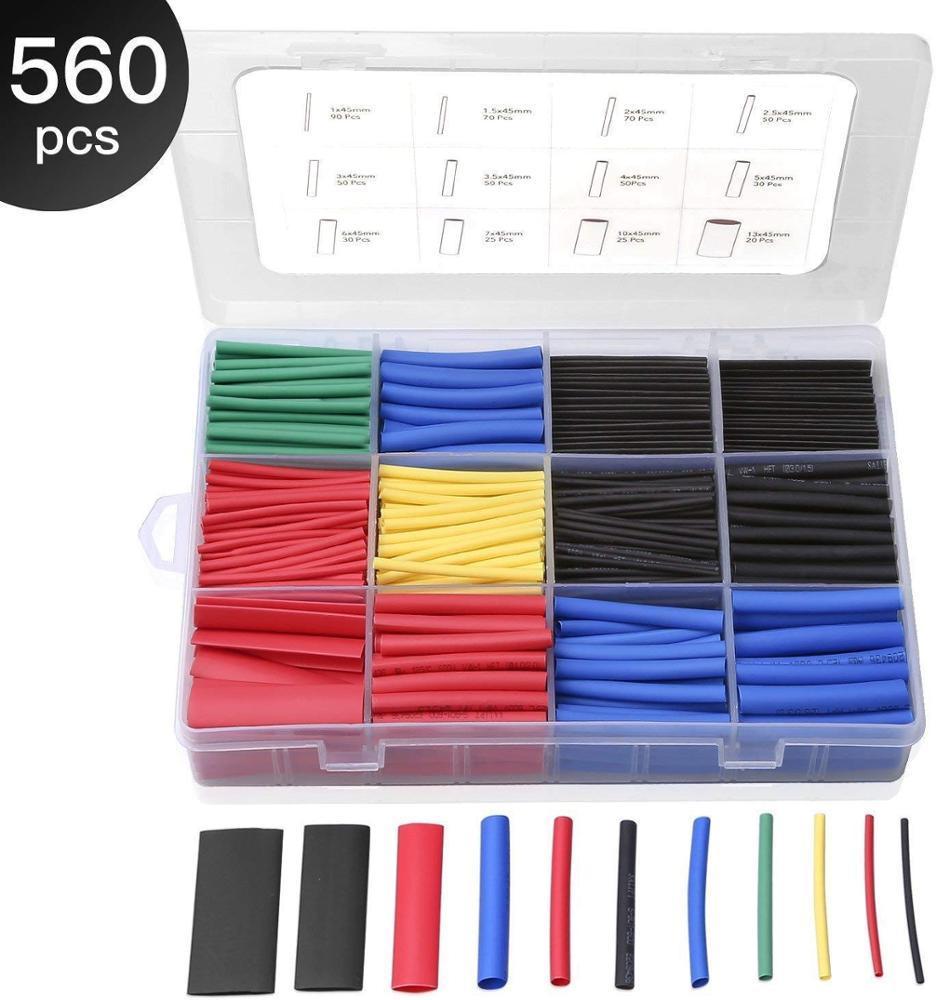 Popular 560PCS/Kit Shrink Wrap Tubing Assorted Colorful Electrical PE Insulated Heat Shrink Tubing