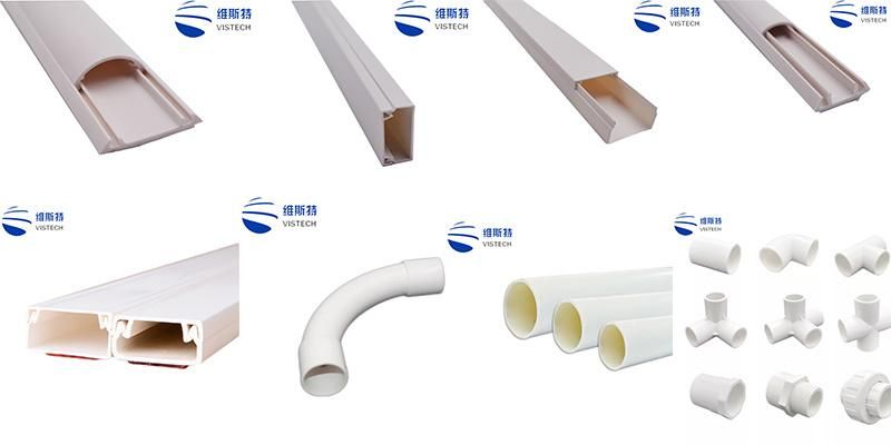 White Color RoHS Lead Free PVC Plastic Electrical Trunking Size