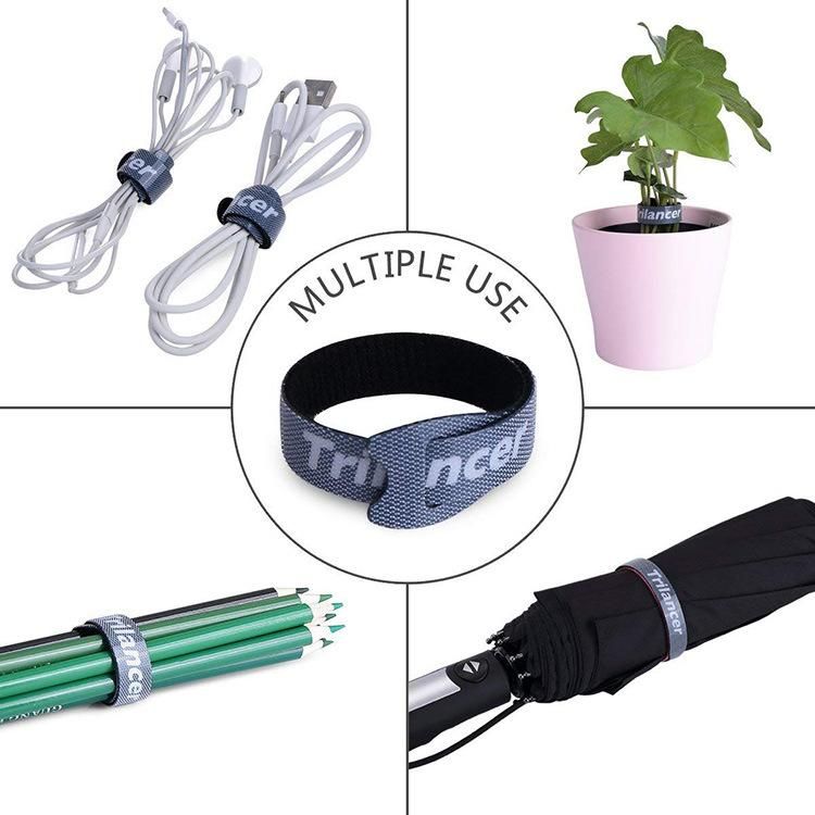 Logo Printed 20mm Hook and Loop Cable Tie Strap Fastener
