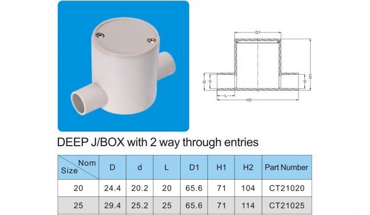 Round Deep Cable Ceiling Junction Box for Light Fixture