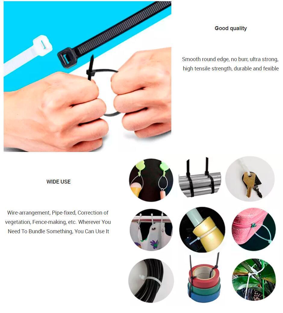 Free Samples Best Quality 2.5*100mm 18lbs Black Nylon Cable Tie Strap Self-Locking Plastic Zip Tie