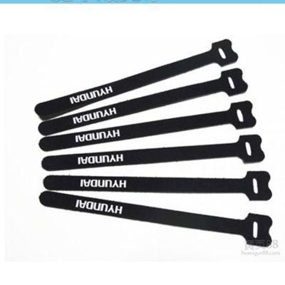 Reusable Nylon Logo Hook Loop Cable Ties Cabel Straps for Wire Tidy