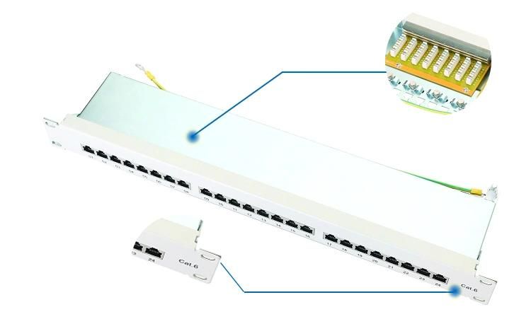 Customizable 1u 24 Ports CAT6 Cat5e Patch Panel with Cable Management