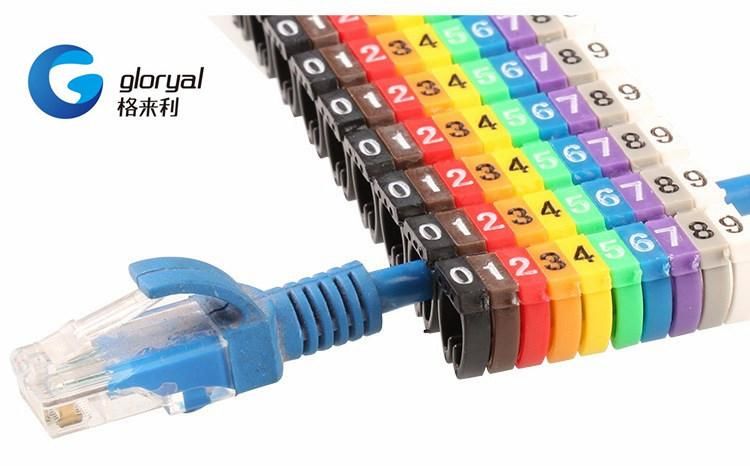 0.75mm2-6mm2 Arabic Numerals M Type Cat 6 Clip Network Ethernet Wire Number Label Tube Cable Marker