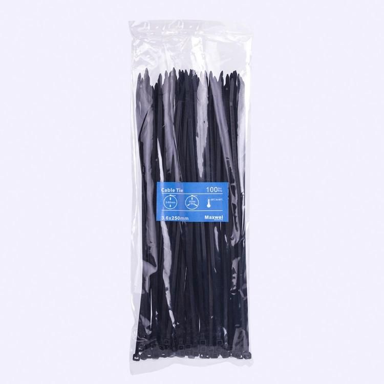 Made of Nylon 66 UV Resistant Black Plastic Cable Tie