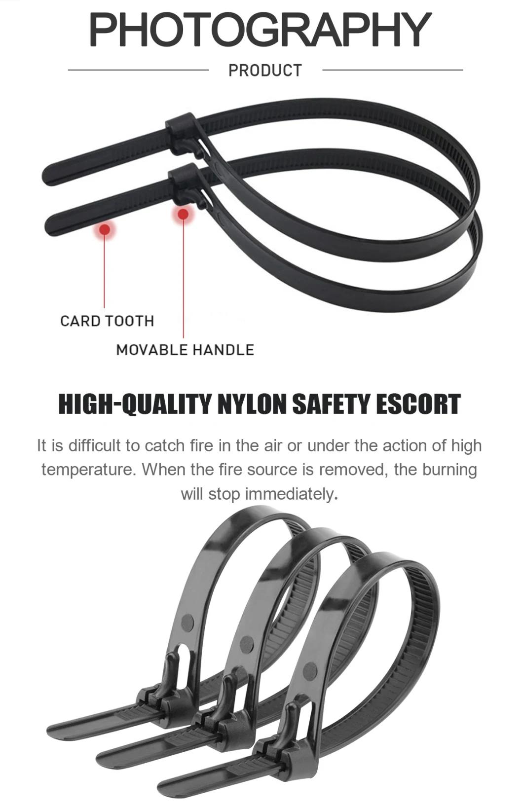 UV Protection Black Nylon 66 Fire Resistance Releasable Plastic Cable Tie