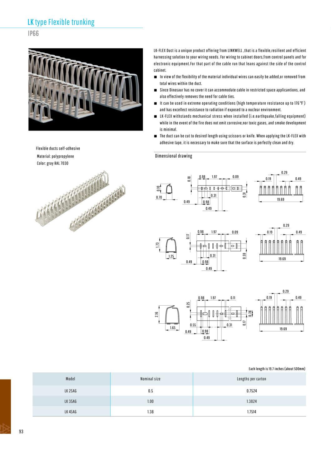 Lk Type Flexible Trunking Wiring Duct with Pcmaterial, IP66, Ce, RoHS