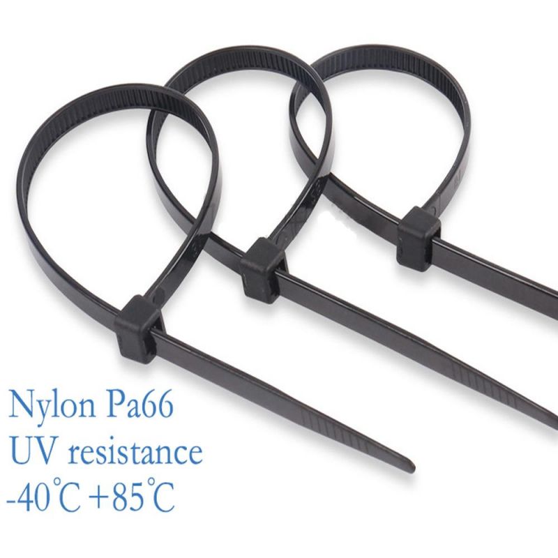 100PCS Well Packed Custom Logo UV Protected Nylon 66 Black Cable Tie