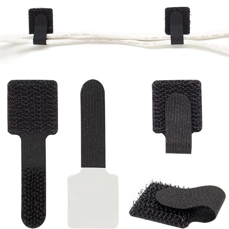 High Quality Cord Organizer Hook and Loop Wire Clips Cord Holder Self-Adhesive Cable Clamp for Wall, Desk