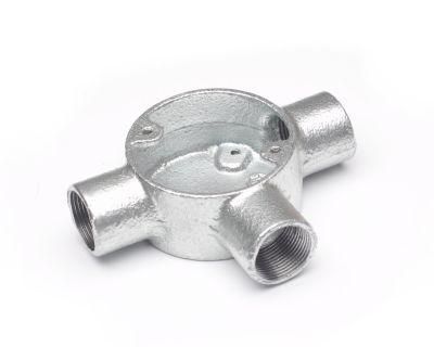 BS Malleable Iron 3 Way Tee Conduit Junction Circular Box