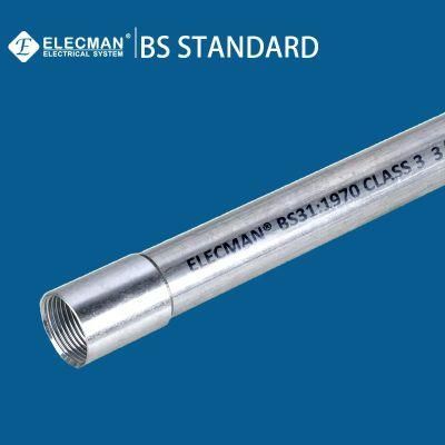 BS31 Standard Cable Conduit Class 3 Electrical Threaded Tube Class 4 Steel Rigid Conduit