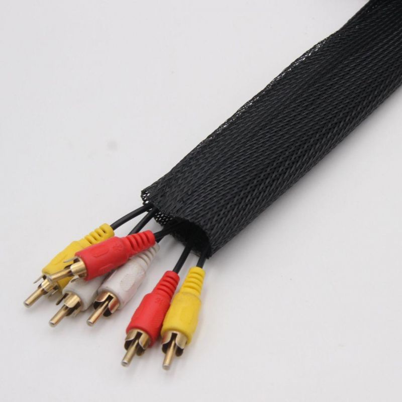 Polyester Expandable Braided Sleeve Cable Sock Wire Management with Hook and Loop
