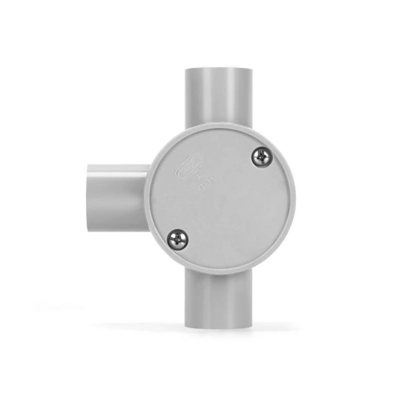 Conduit Pipe Fitting 3 Way Shallow Junction Box Grey Halogen Free Circle Box