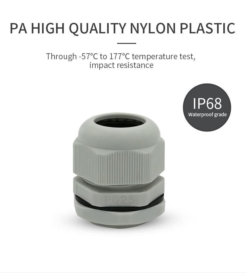 Waterproof Wire Protectors IP68 Plastic Nylon Cable Gland Pg7 Pg9 Pg11 Pg13.5 Pg16 Pg19 Pg21 Pg25 Pg29 Factory Price