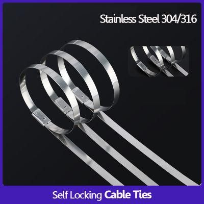 304 / 316 Wire Self Locking Metal Stainless Steel Cable Tie 4.6mm Ball Lock Fixing Seat Ties