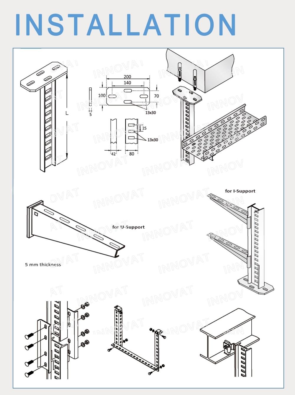 Hot Dipped Galvanized Steel Cable Tray and Perforated Cable Tray Supporting System