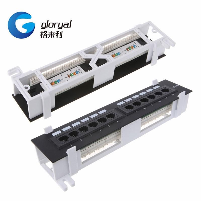 10 Inch 12 Port Wall-Mounted Patch Panel 12 Port Cat5 CAT6 Patch Panel RJ45 Networking Wall Mount Rack Mount Bracket