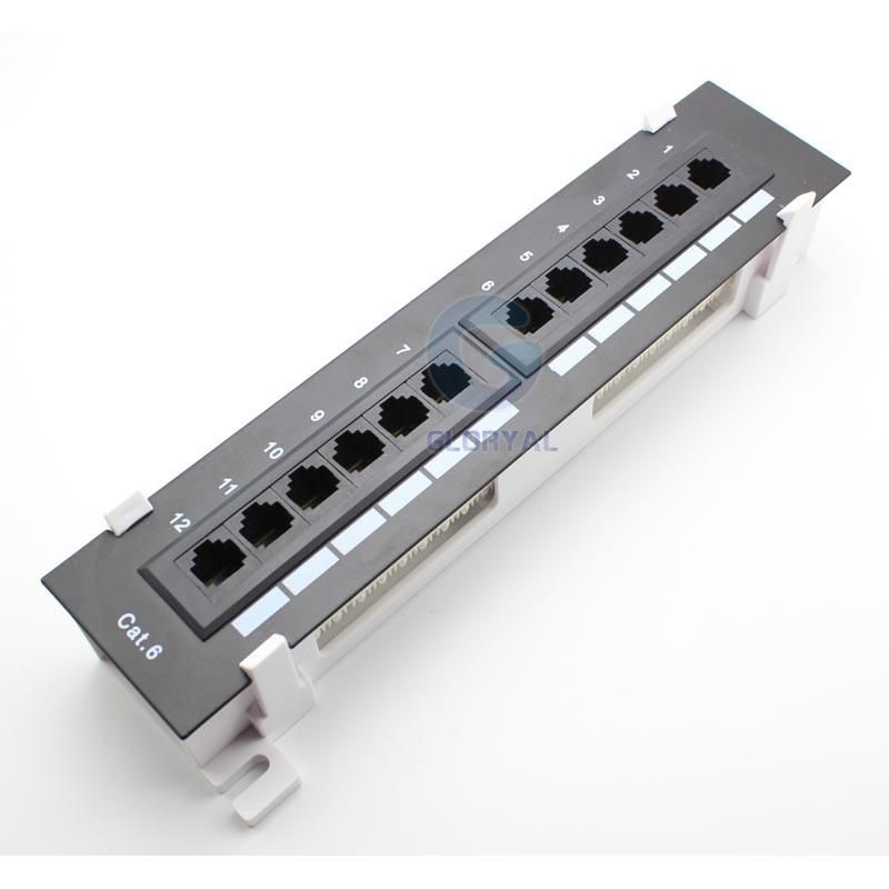 10 Inch 12 Port Wall-Mounted Patch Panel 12 Port Cat5 CAT6 Patch Panel RJ45 Networking Wall Mount Rack Mount Bracket