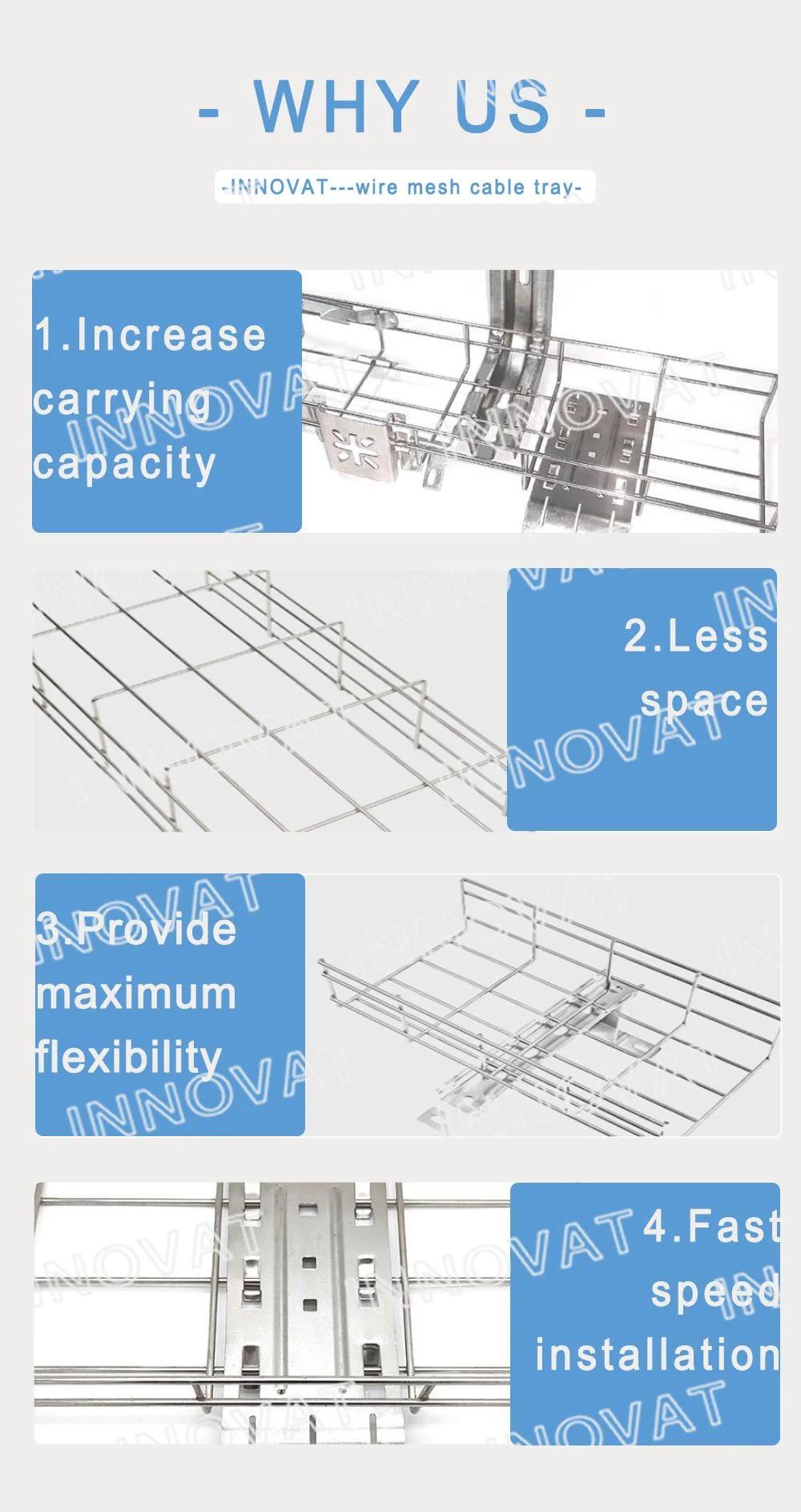 SS316 SS304 Electro Galvanized Cable Bracket Tray Cable Management Tray Wire Mesh Cable Trays