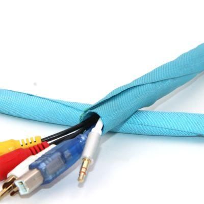 5mm Blue Woven Fabric Self Wrapping Split Cable Wire Sleeving