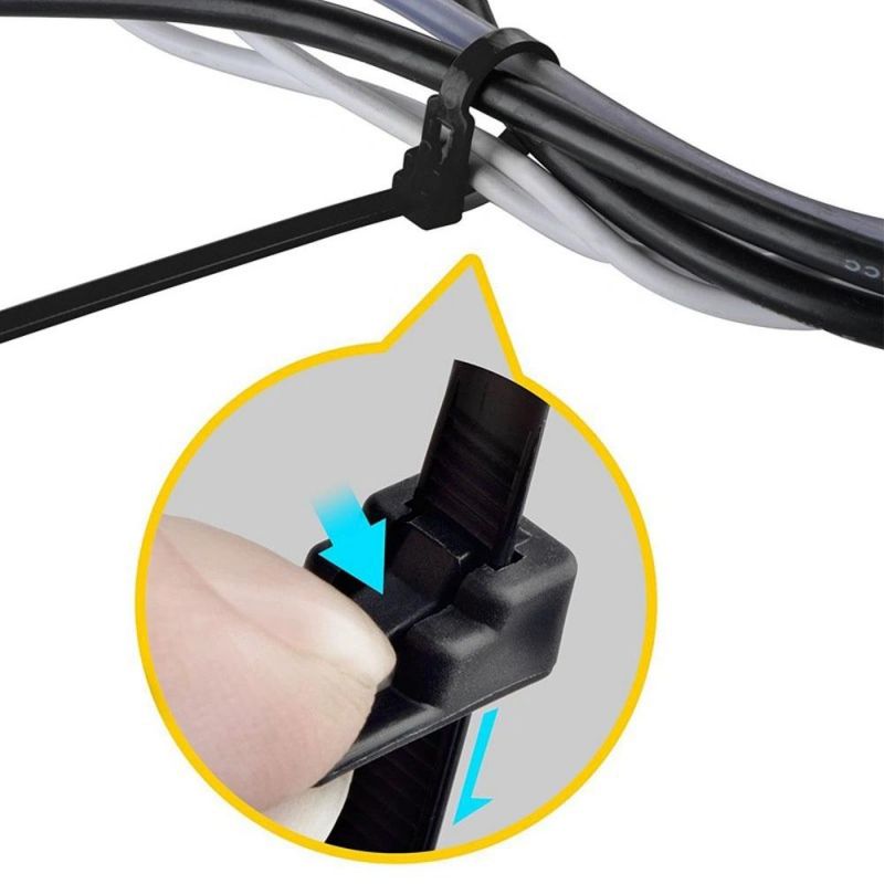 Nylon Cable Ties Zip Ties Self Locking Multifunctional Plastic Cable Ties 5 mm Width White Black