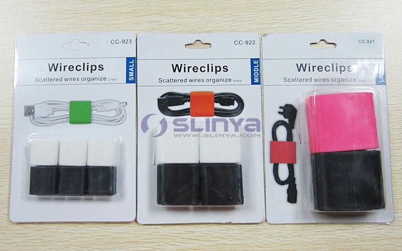 Hot Selling Colorful Portable TPR Three Size Earphone Wire Management Cable Clips