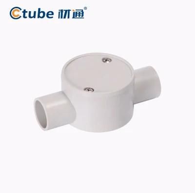 PVC Electrical Pipe Accessories Circle Box 2 Way Shallow Junction Box