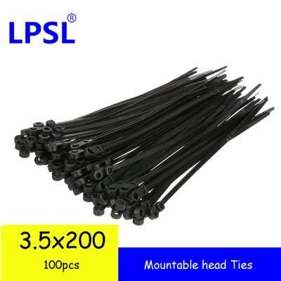 Lpsl Nylon Mounting Cable Ties, 8 Inches Long, 40 Pounds Max Load, Mounting Design, UV Black, Pack of 1, 000