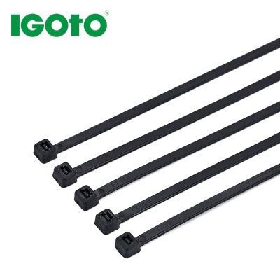 7.6*400mm PA66 Releasable Plastic Zip Ties Black Color High Purity Source Factory Nylon Cable Ties