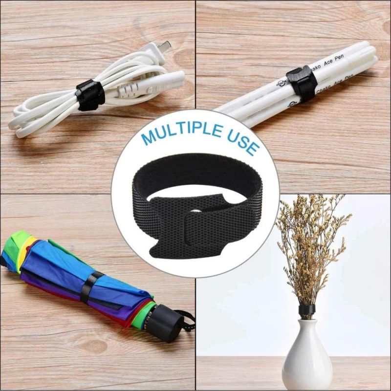 Adjustable Nylon Reusable Hook Loop Strap for Cable Tidy