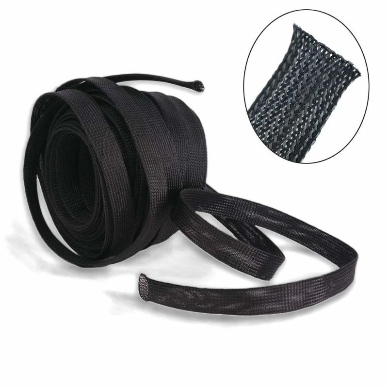 20mm Black Pet Expandable Mesh Polyester Braided Sleeving Braided Nylon Sleeving for Protection Cable Wire