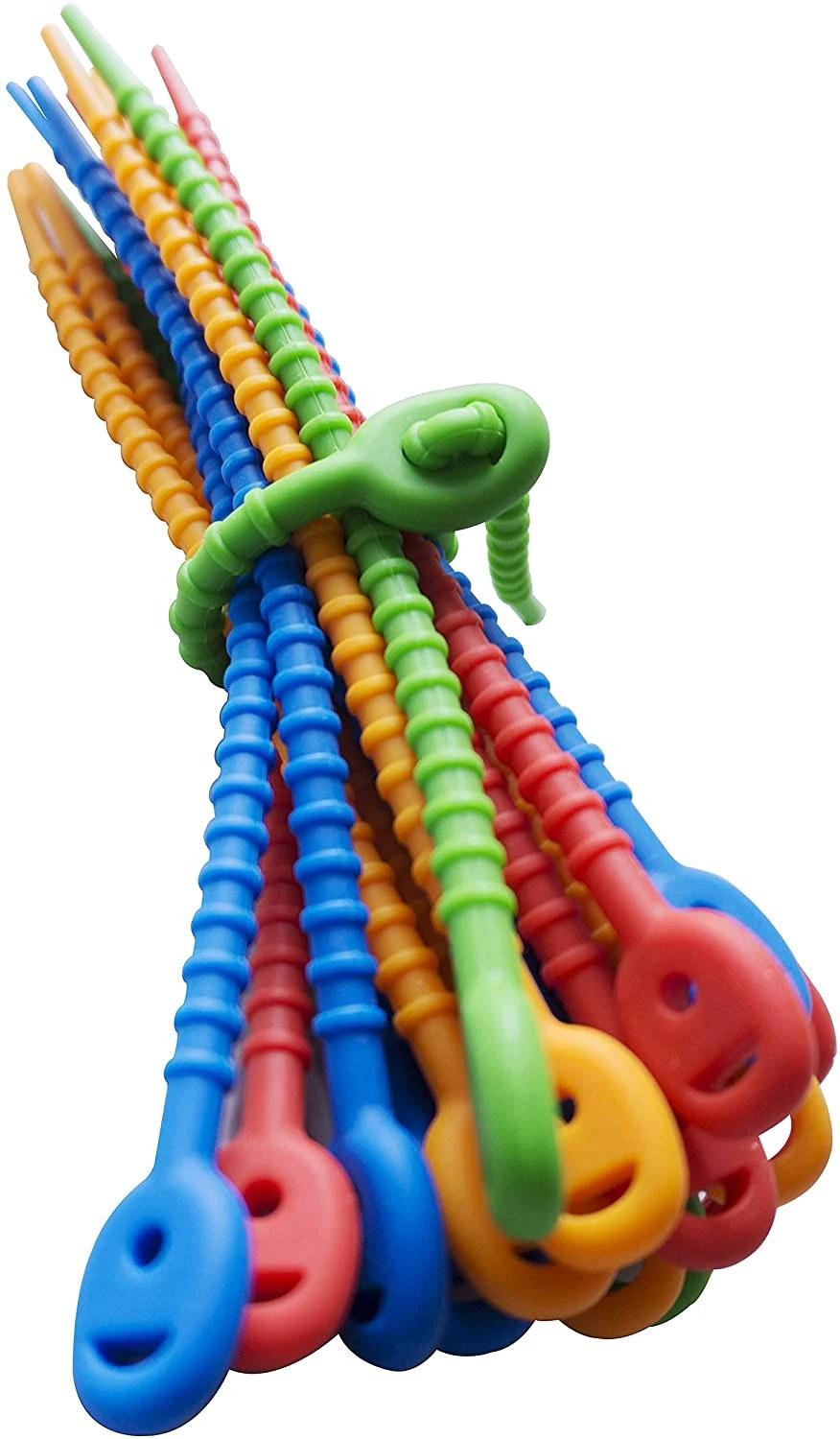 Colorful Silicone Twist Tie Bag Clip Ties Cable Straps Bread Tie Household Snake Ties