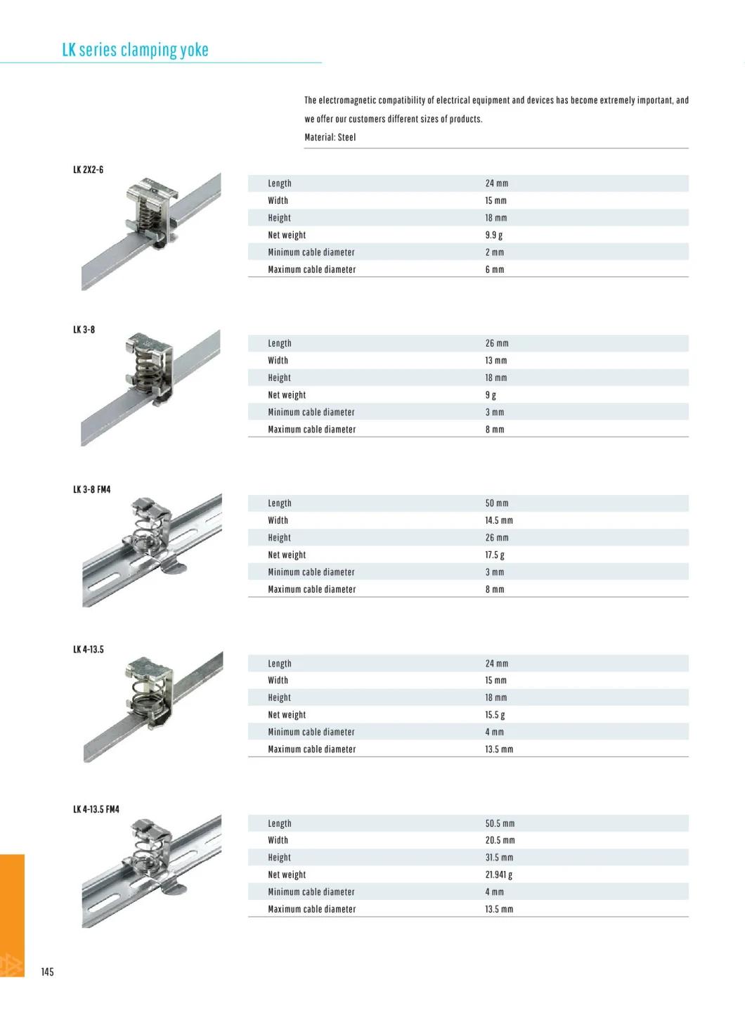 DIN Rail Steel Clamping Yoke 94V0 EMC Busbar Shield Clamp