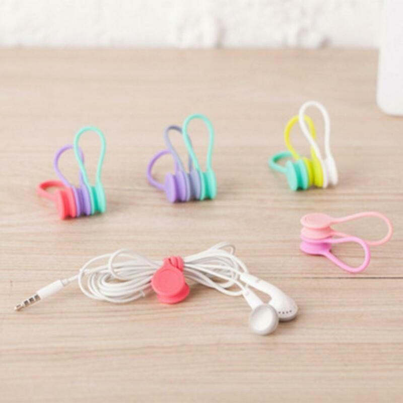 Magnetic Headphone Cord Winder Wrap Organizer Cable Ties Silicone Holder