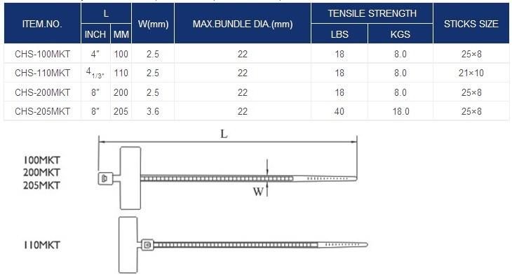 Chs Factory Marker Nylon Zip Ties Cable Ties