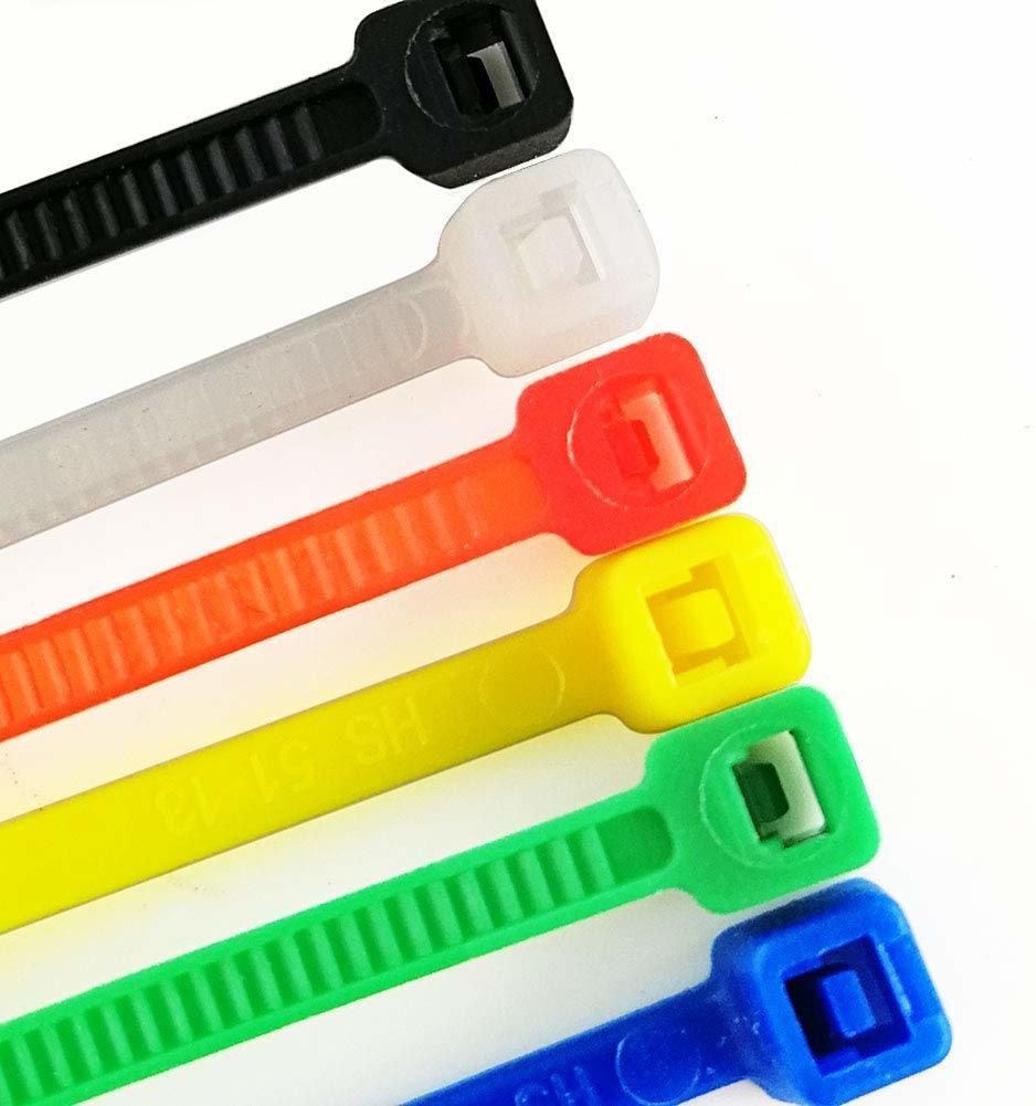 Multi Color Zip Ties Small Self Locking Nylon Ties Assorted 6 Colors (Green, Yellow, Black, White, Blue, Red) 4 Inch for Crafts, Bulk 600 Pack Cable Tie