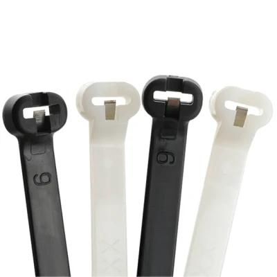 Wholesale 8*400 Black Plastic Metal Inlay Cable Tie