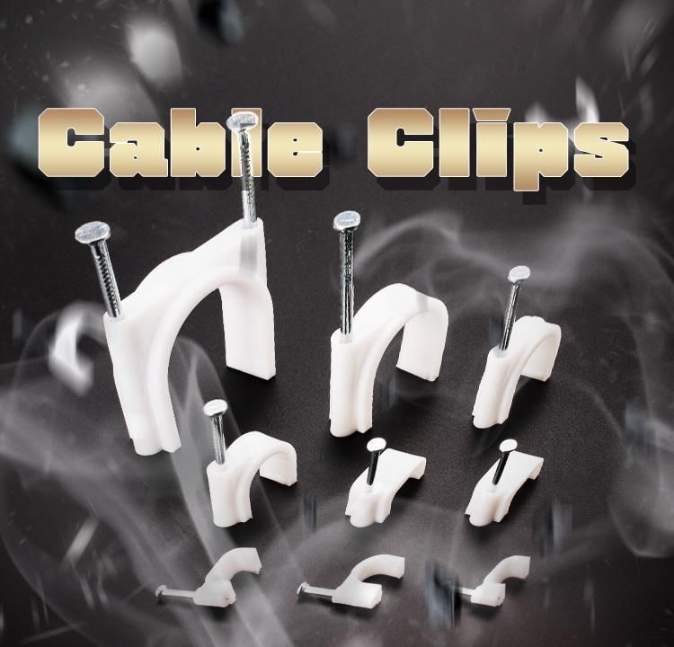 94V-0 Metal 2 Wire Cable Clip Electric Nail Cable Clip with Polybag