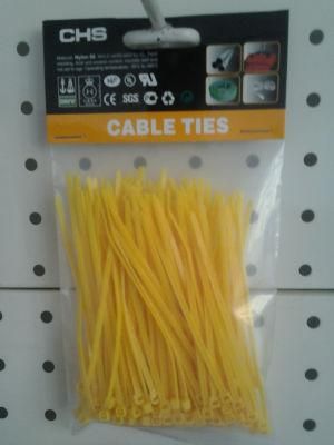 Head Card Packed Nylon Cable Ties in Yellow Color