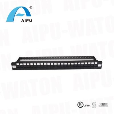 1u 24ports UTP RJ45 Blank Patch Panel with Cable Management, Cat5e CAT6 Empty Patch Panel