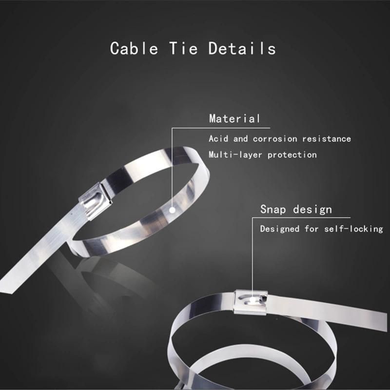 Marine Grade Stainless Steel 304 Cable Tie for Home Office Outdoor Fasten Pipe Wrapping Bundling