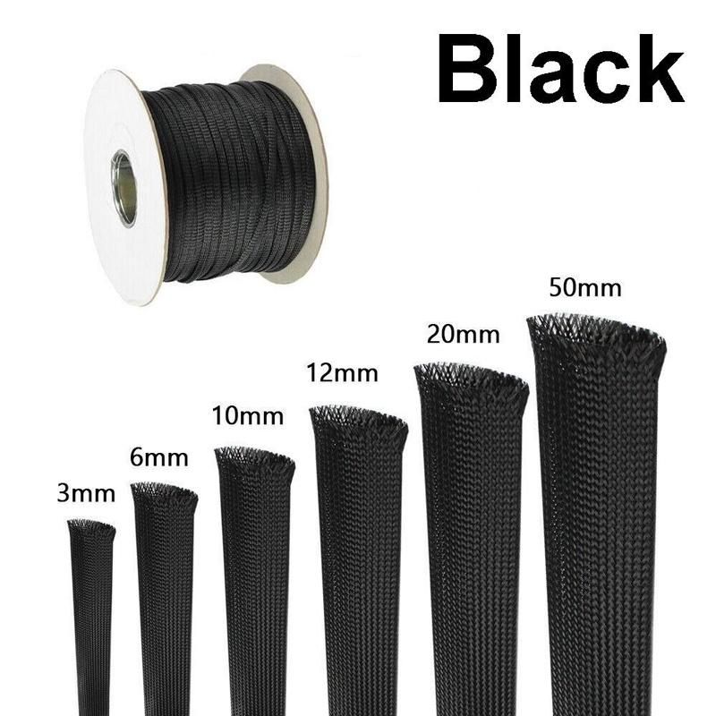 Black Pet Expandable Braided Electrical Cable Mesh Insulation Sleeving